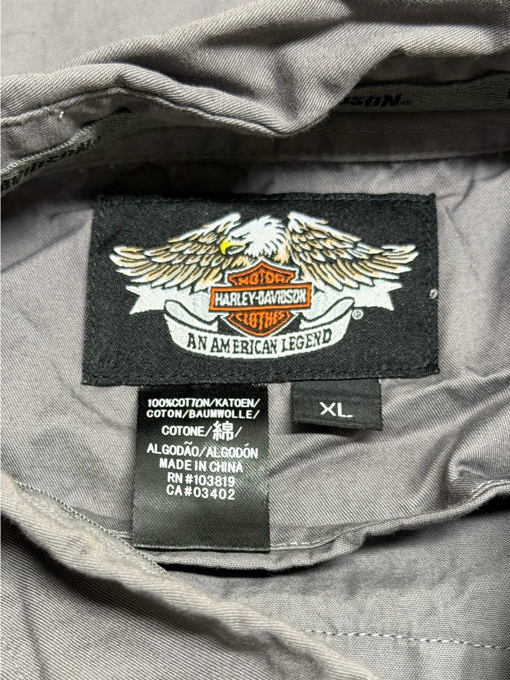 Harley Davidson Button Up Shirt Men's XL Gray Short Sleeve Flaming Skull Back - Picture 5 of 7